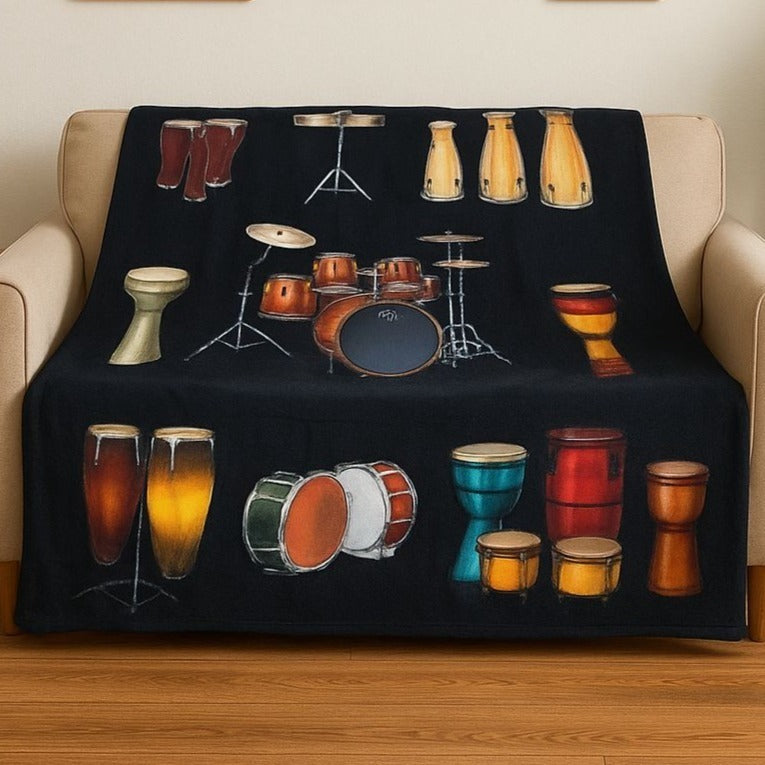 Music Fleece Throw Blanket Drums Bongo Congas Drummer Musician Band
