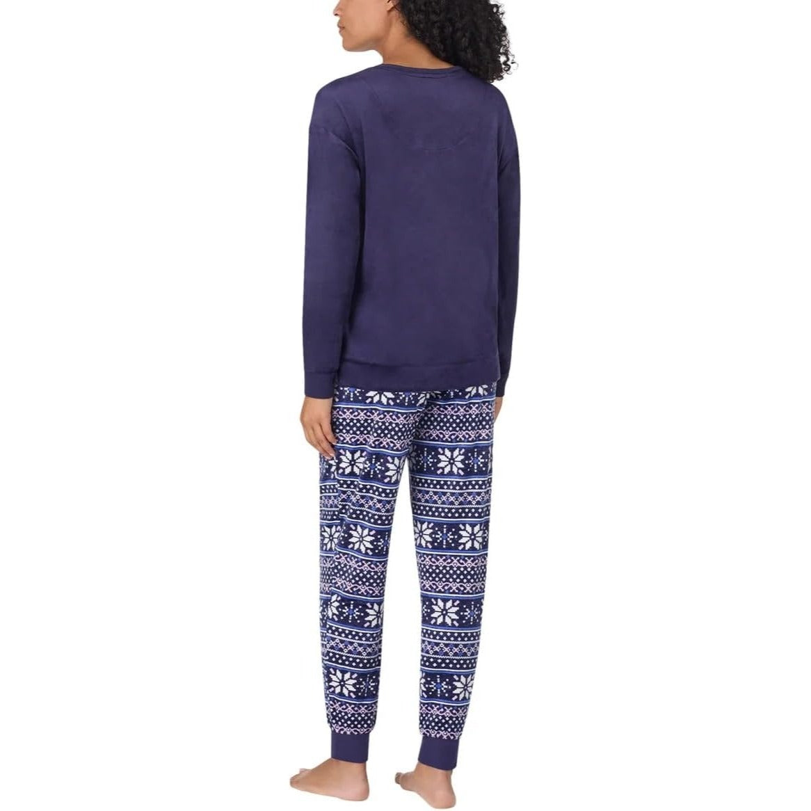 Nautica Women Pajama Set Matching PJ Fleece Sleepwear Top Pants Fair Isle Blue