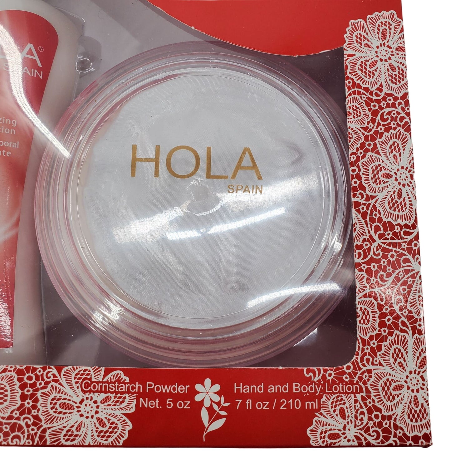 Hola Spain Skincare Set: 5 oz Perfumated Cornstarch Dusting Powder & 7