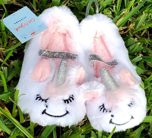 CAT & JACK Shoes UNICORN Baby Toddler Faux Fur Soft Slippers