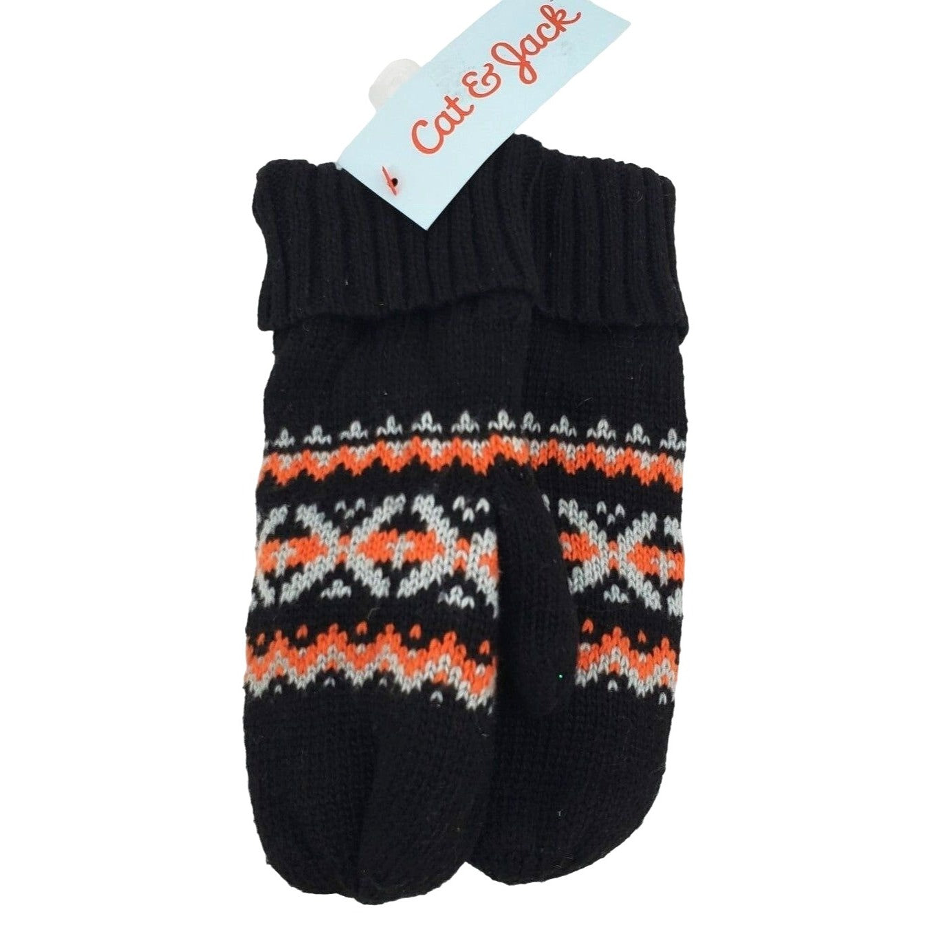 CAT & JACK Girls knit Mittens Double-layer Winter gloves Fair Isle