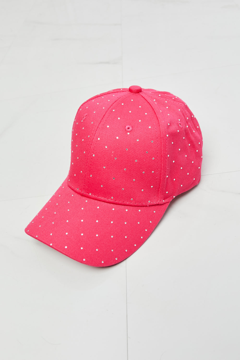 Neon Pink Rhinestone Crystal Hat Classic Basbeball Cap