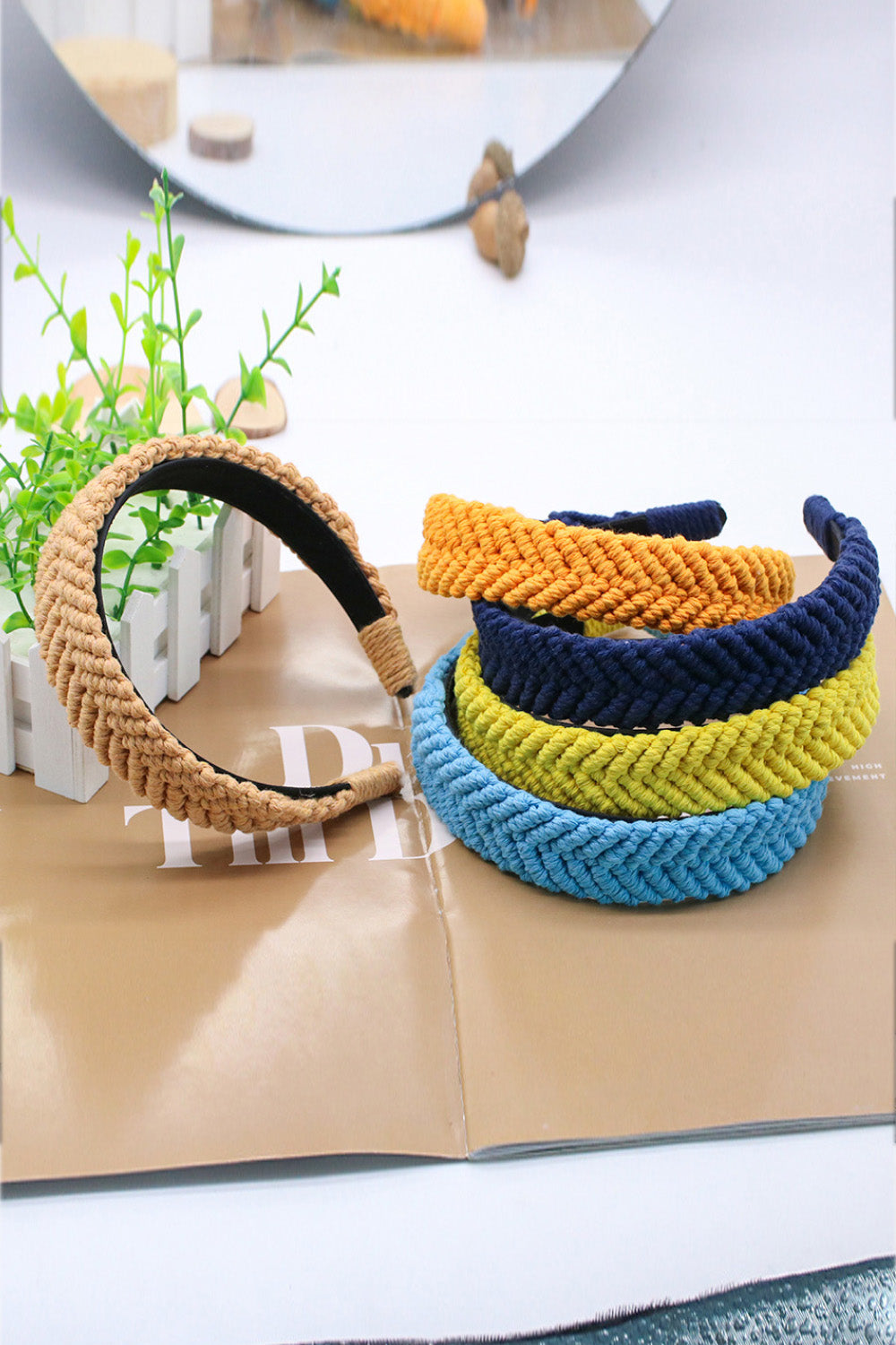 Premium Braided Macrame Headband Colorful Boho Hair Accessory (10 Colors)