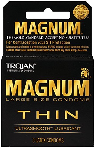 TROJAN Magnum Thin Lubricated Condoms with Ultrasmooth Lubricant - 3 Count/Box