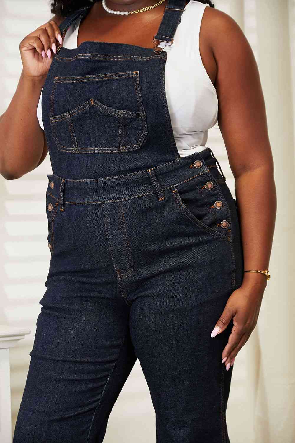 High Waist Taylor Classic Denim Bib Pocket Jean Pant Overalls by Judy Blue