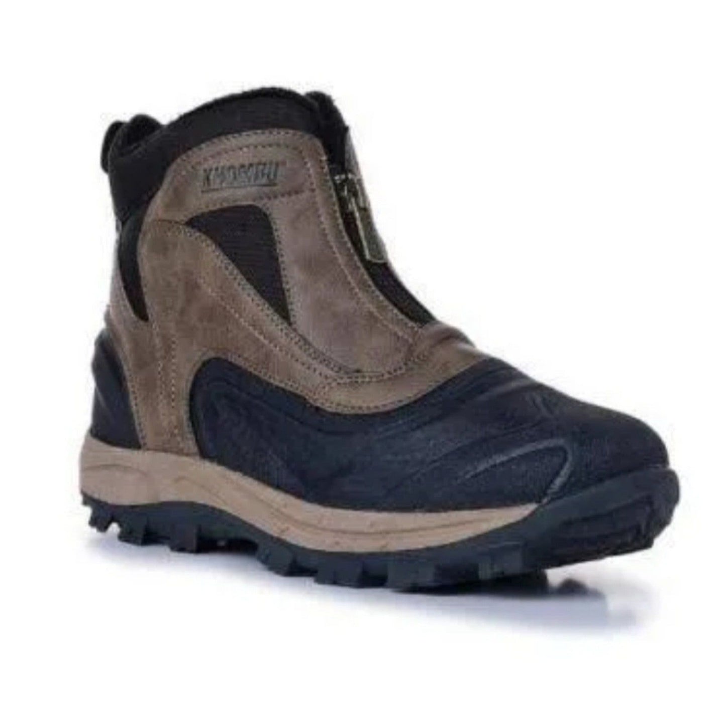 KHOMBU Boots Men's Outdoor Rugged Slip-on Zipper Front Work Shoes