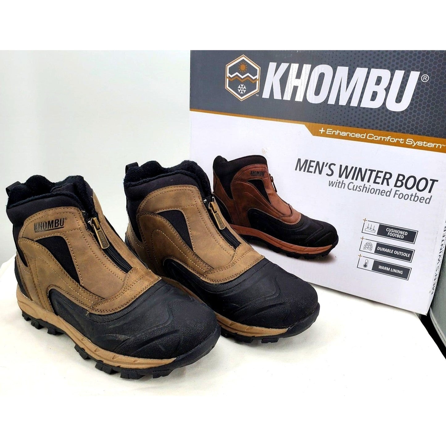 KHOMBU Boots Men's Outdoor Rugged Slip-on Zipper Front Work Shoes