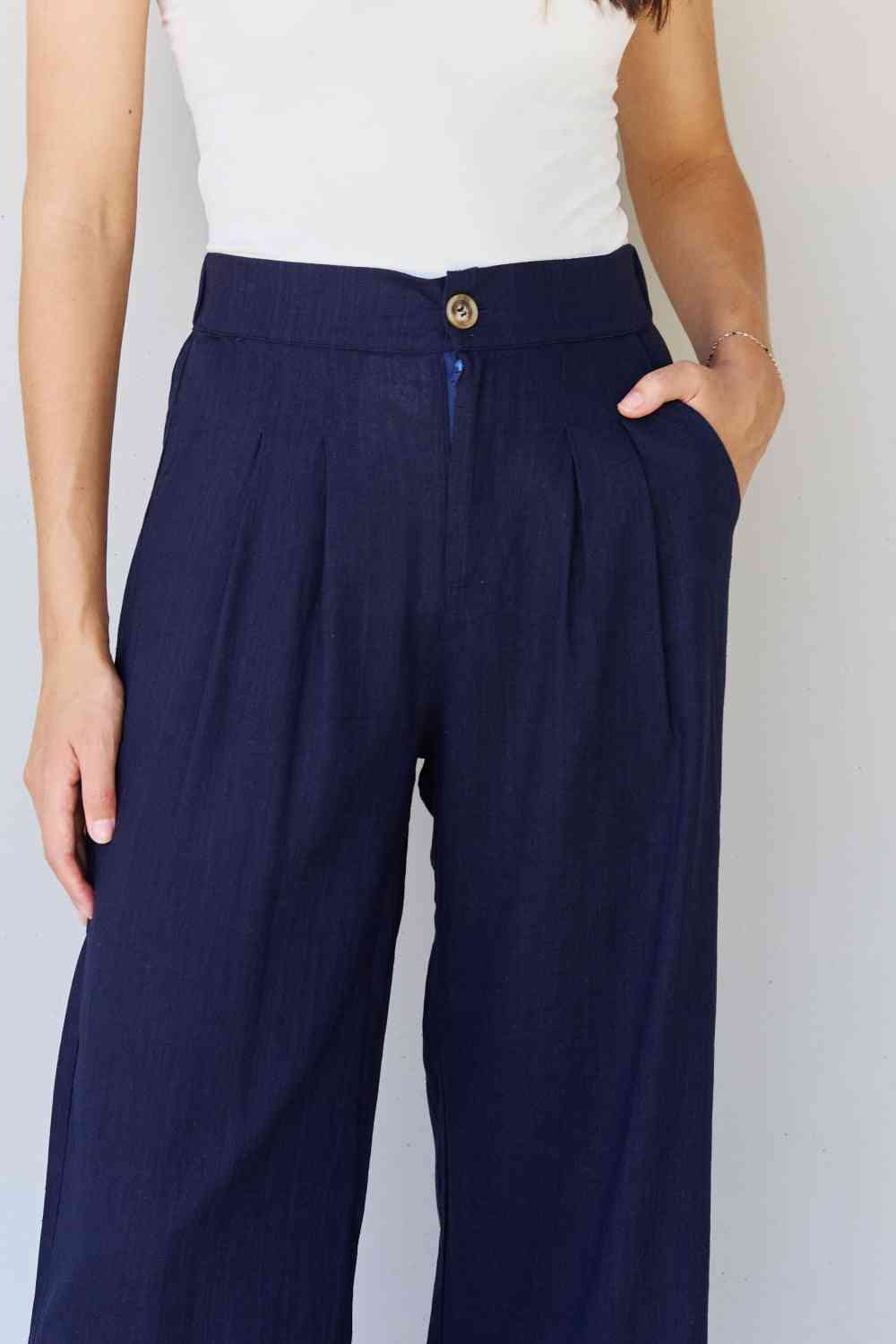 Pleated Button Front Linen Blend Slacks Business Casual Pants by And The Why