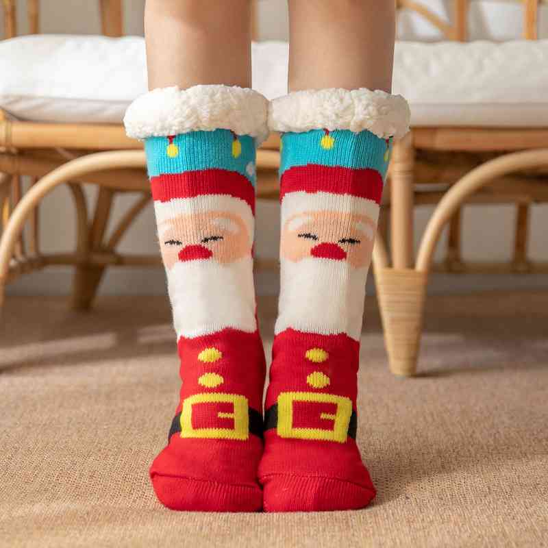 Christmas Knit Sherpa Filled Warm Winter Thick House Holiday Socks