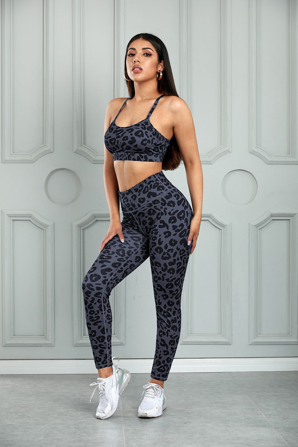 Leopard Sports Bra & Legging Pants 2-piece Matching Activewear Set