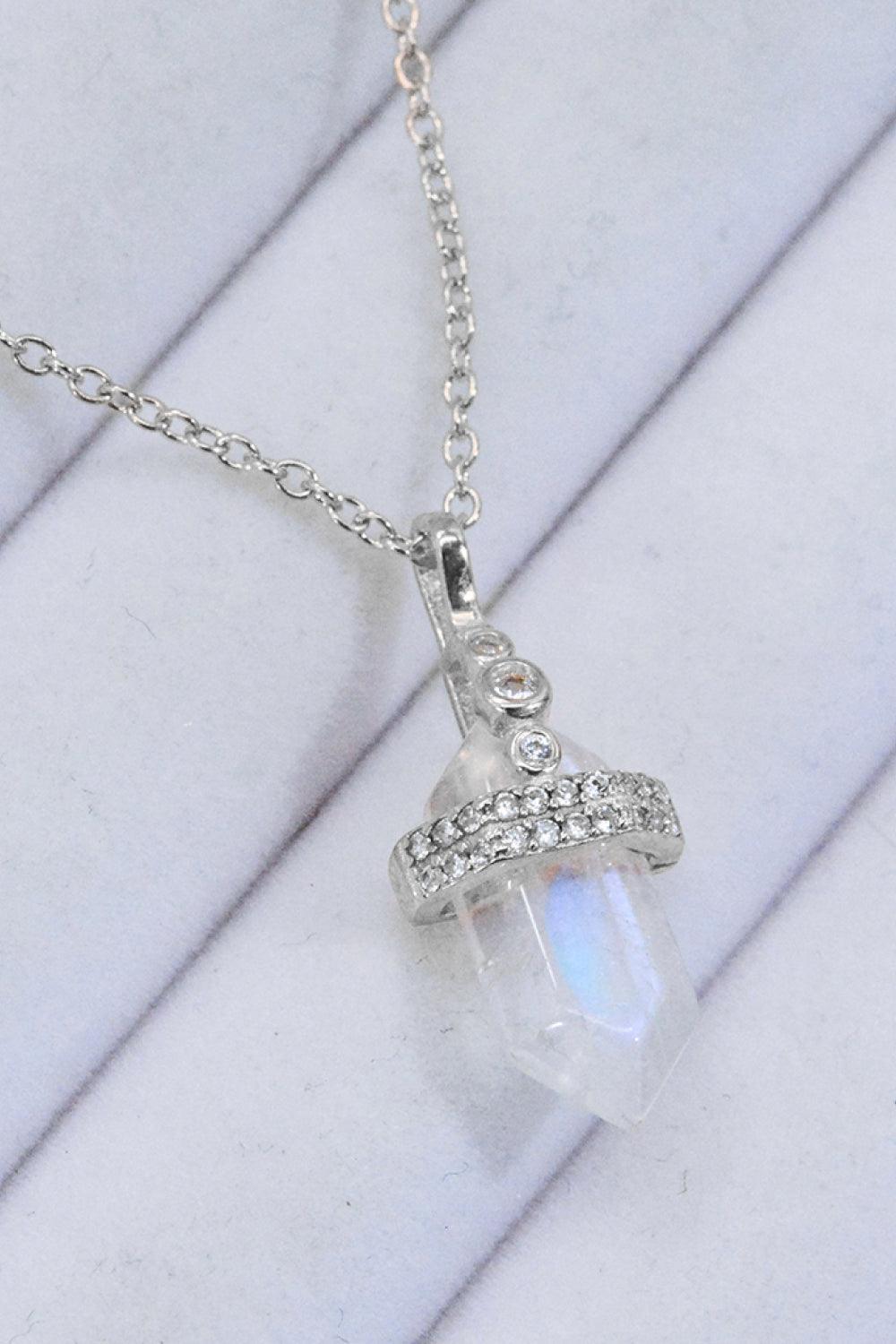 Rose Gold or Platinum Plated 925 Moonstone Pendant Necklace