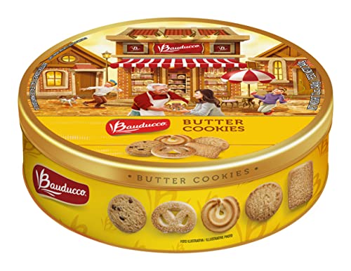 Bauducco Butter Cookies Tin - Convenient Sorted Butter Cookies in a Tin - Delicious Sweet Snack or Gift - 12 oz. (1 Tin)