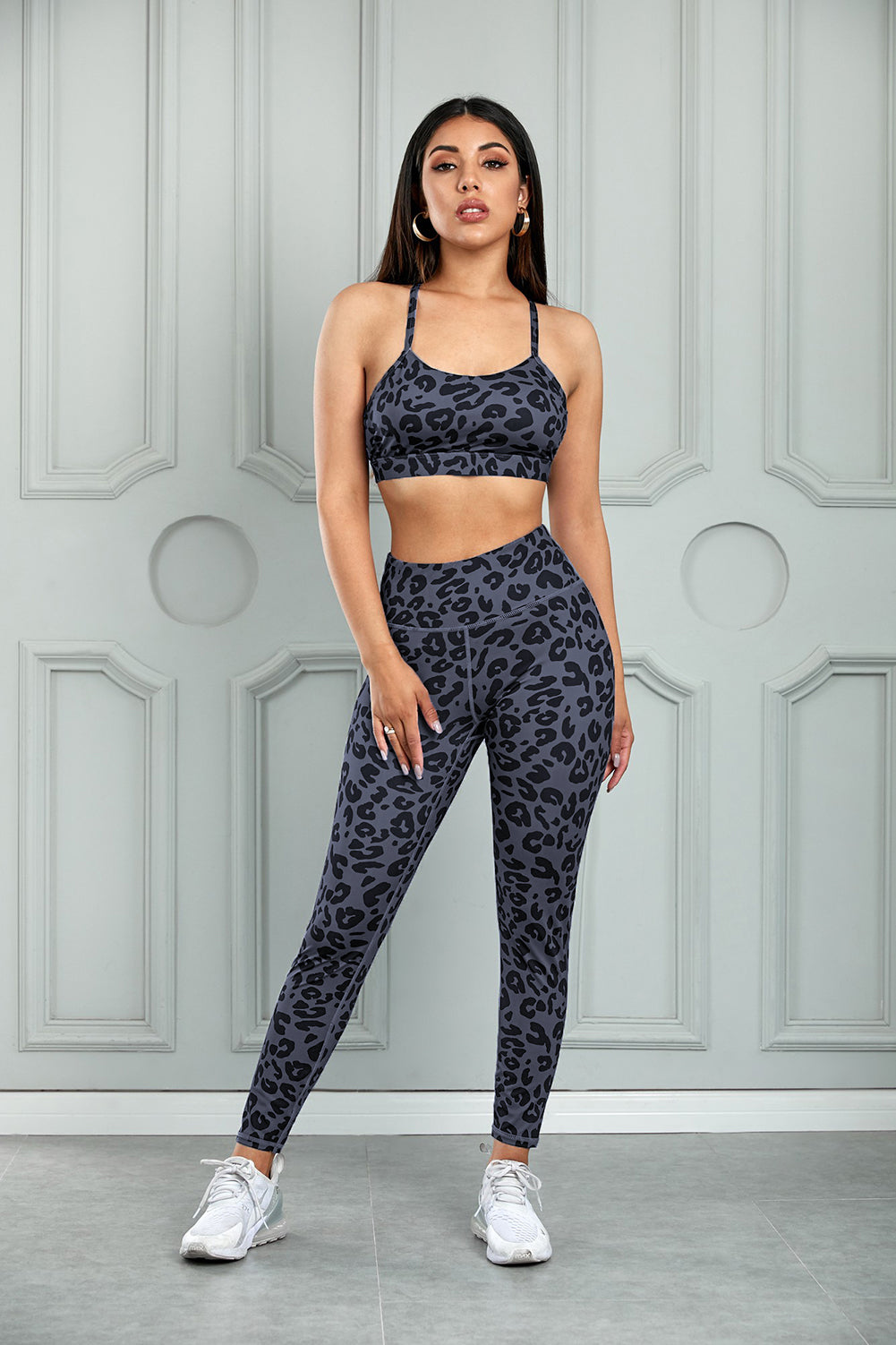 Leopard Sports Bra & Legging Pants 2-piece Matching Activewear Set