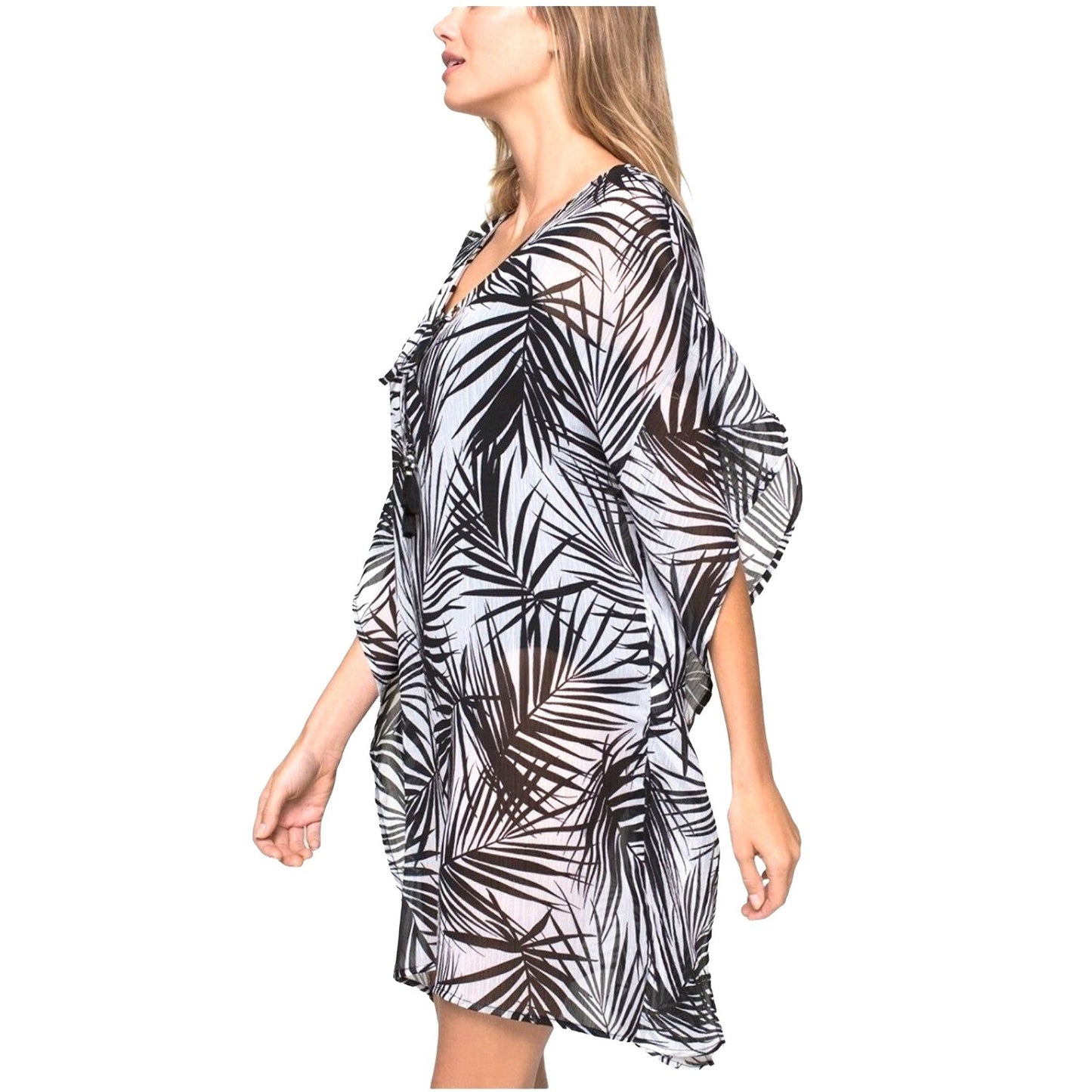 DOTTI Cover-up Paradise Palms Chiffon Grommet Tunic Swimwear Coverup dress