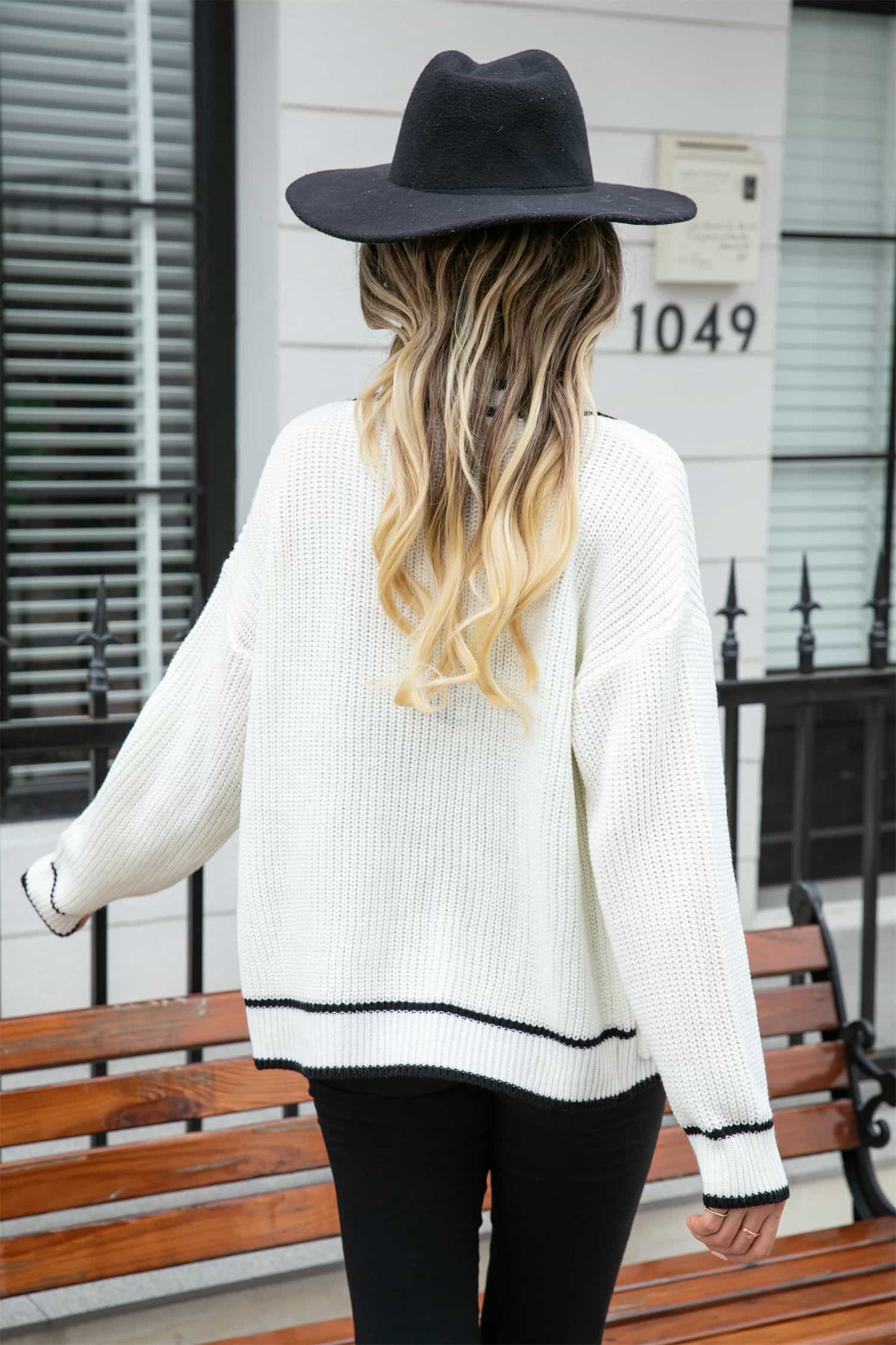 Contrast Waffle Knit Button Front Pocket Sweater Cardigan