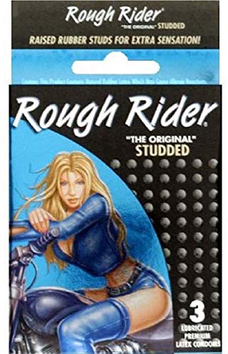 Rough Rider Studded Original Condoms - 3 Count Convenient Discreet Box