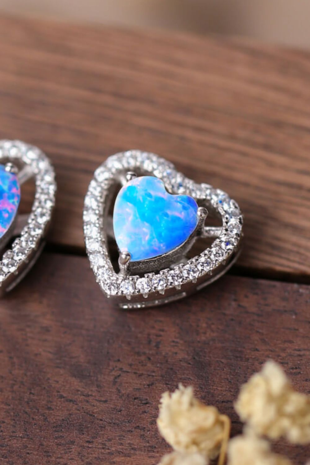 Australian Opal Heart Earrings 925 Sterling Silver Stud Gemstone Jewelry