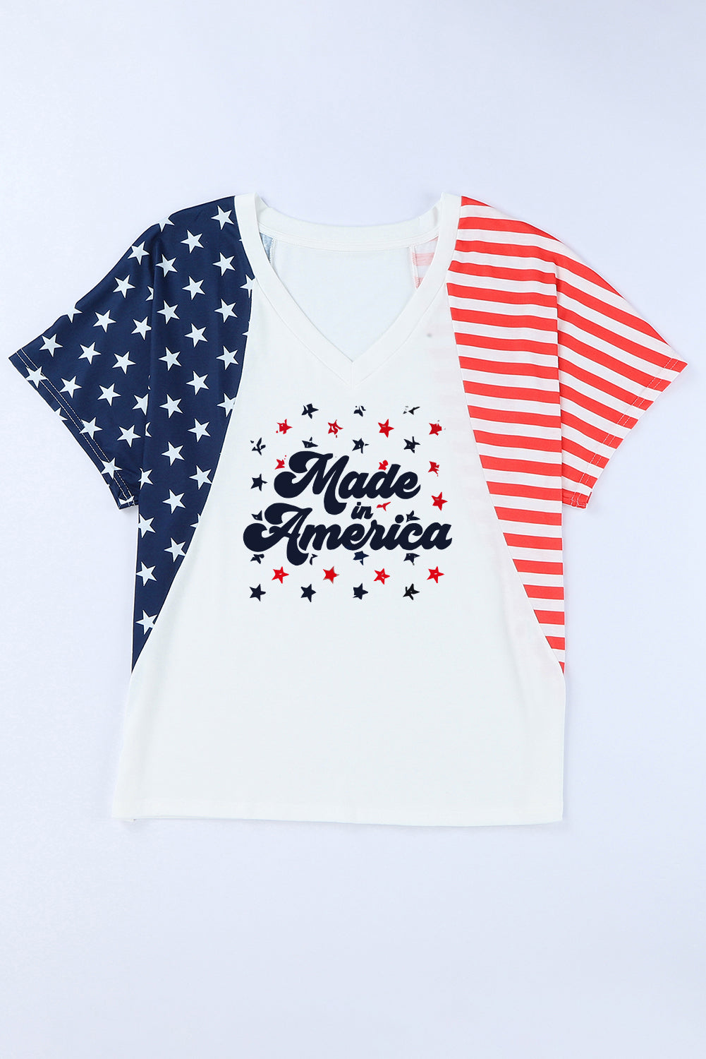 MADE IN AMERICA Stars and Stripes V-Neck Tee Shirt