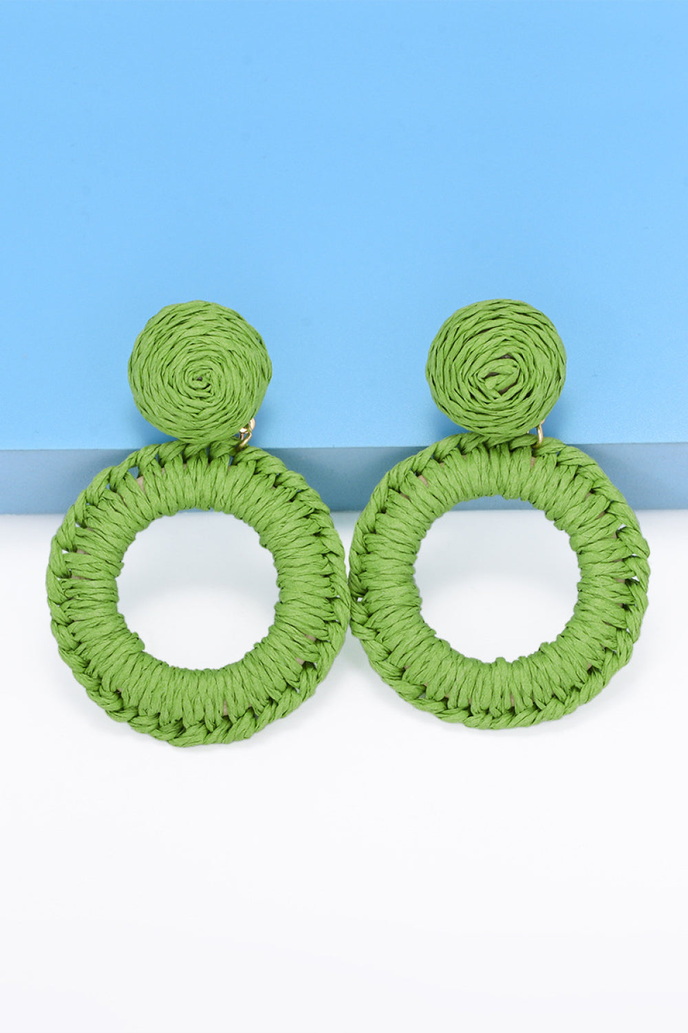 Bold Raffia Grass Round Dangle Earrings Jewelry (10 colors Available)