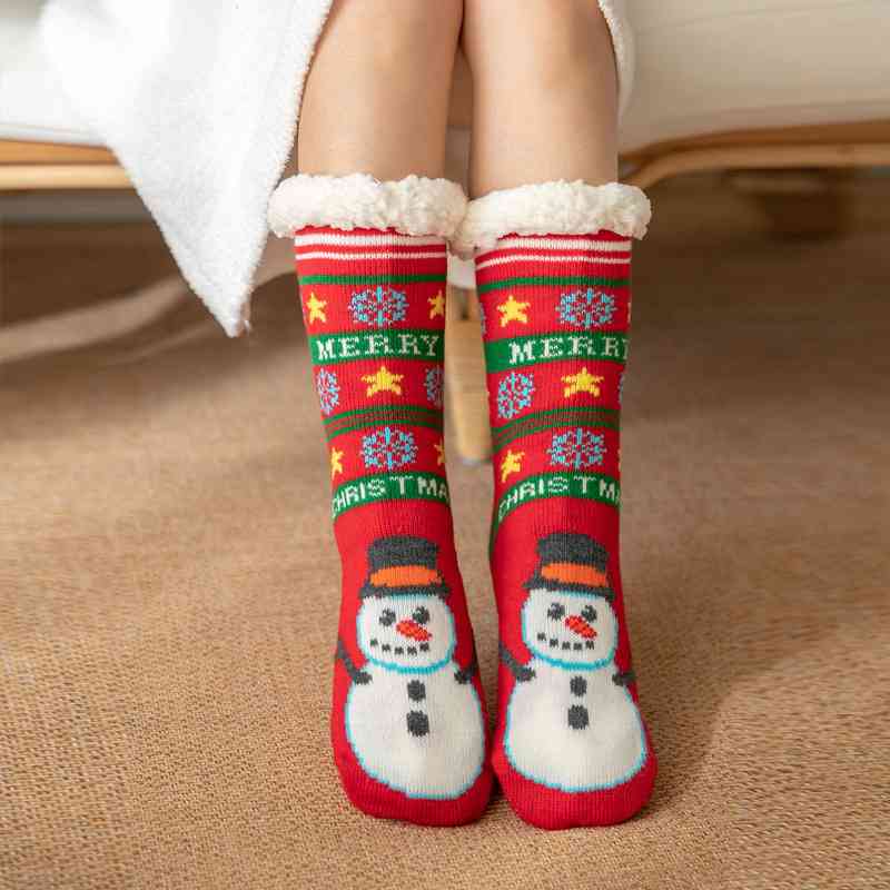 Christmas Knit Sherpa Filled Warm Winter Thick House Holiday Socks