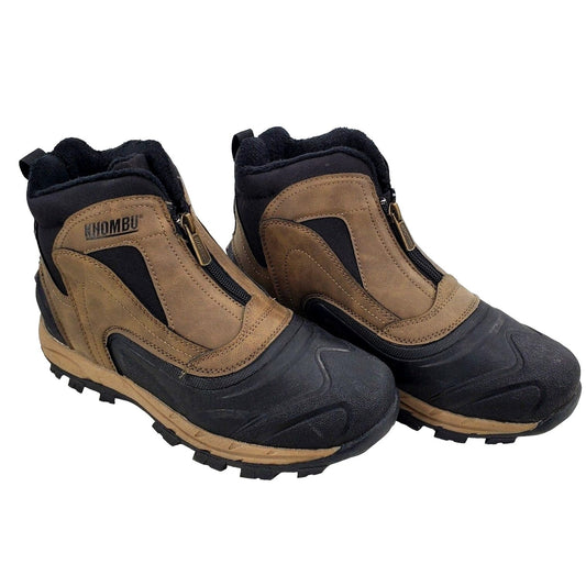 KHOMBU Boots Men's Outdoor Rugged Slip-on Zipper Front Work Shoes