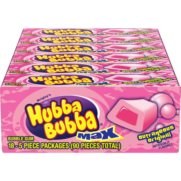 HUBBA BUBBA MAX Bubble Gum, 18- 5 piece packages (90 pieces total) - O