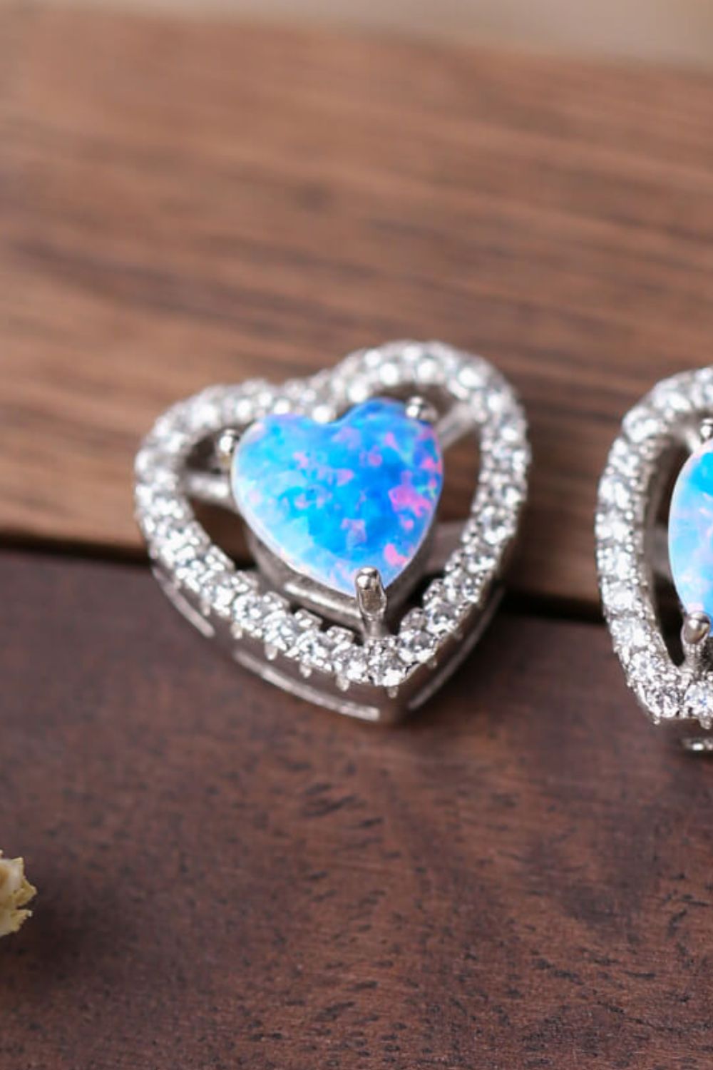 Australian Opal Heart Earrings 925 Sterling Silver Stud Gemstone Jewelry