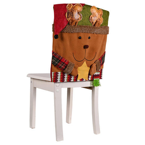 Santa Claus, Snowman, Reindeer Premium Christmas Festive 3D Chair Slip Cover Home Decor