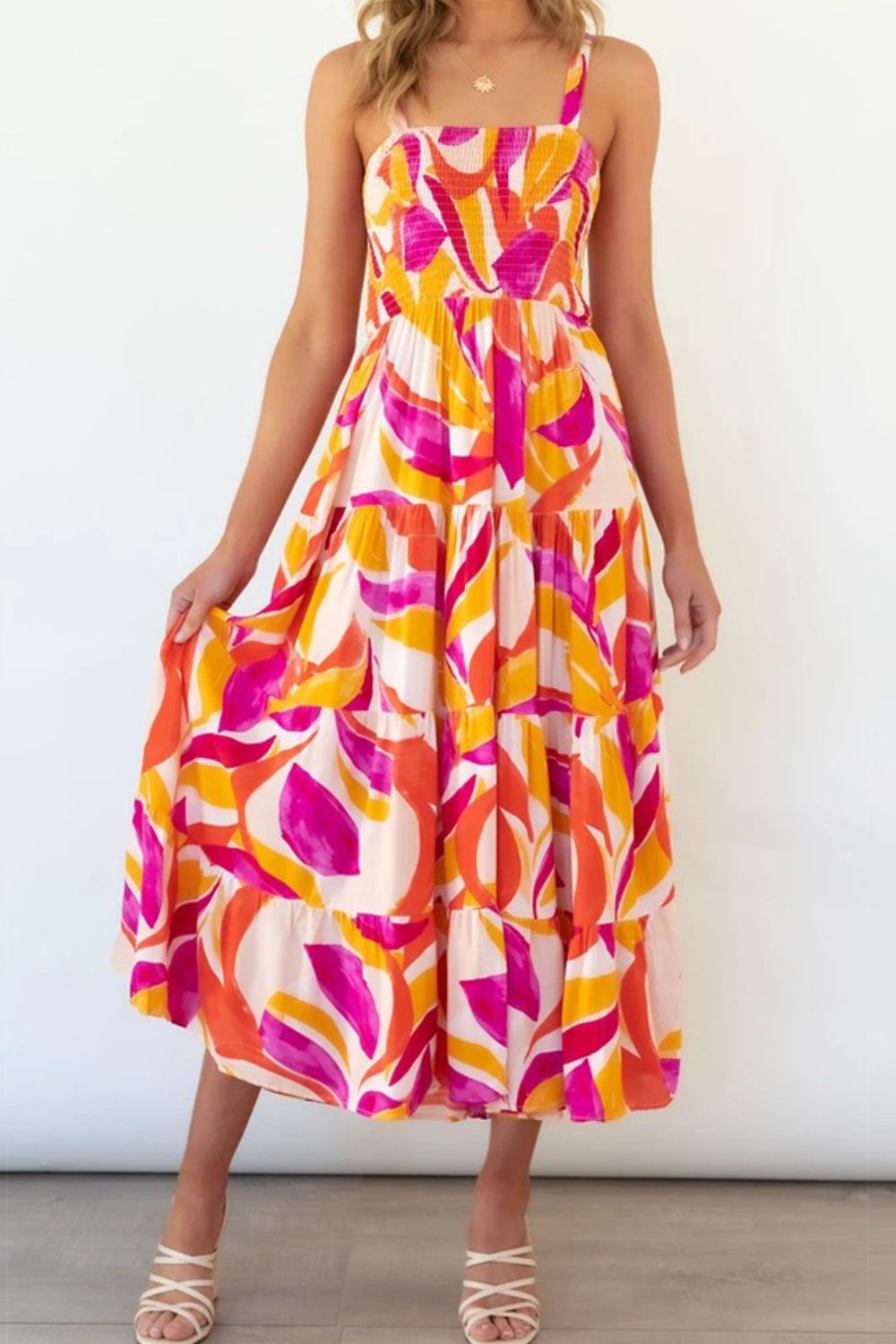 summer maxi dresses sleeveless Bright Vibrant Abstract Sleeveless Smocked Bodice Summer Maxi Dress Multicolor / XL summer maxi dresses sleeveless Bright Vibrant Abstract Sleeveless Smocked Bodice Summer Maxi Dress Multicolor / XL