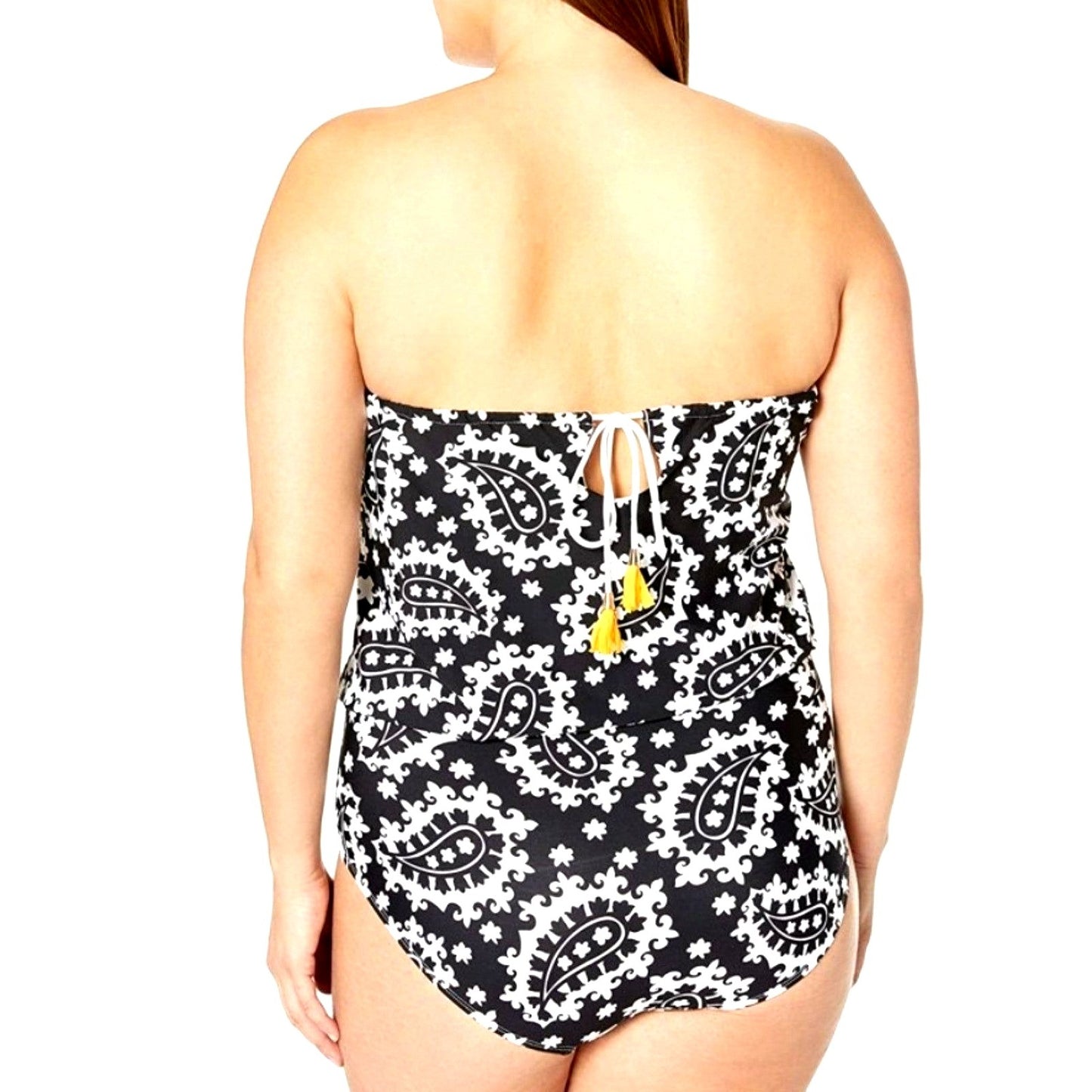 ANNE COLE Swimwear RIVIERA PAISLEY Blouson Strapless One-Piece Swimsuit
