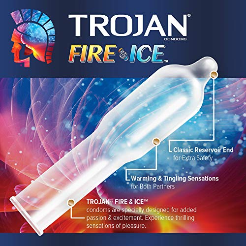 Fire and Ice Condoms Trojan Dual Action 3 Count Discreet Box