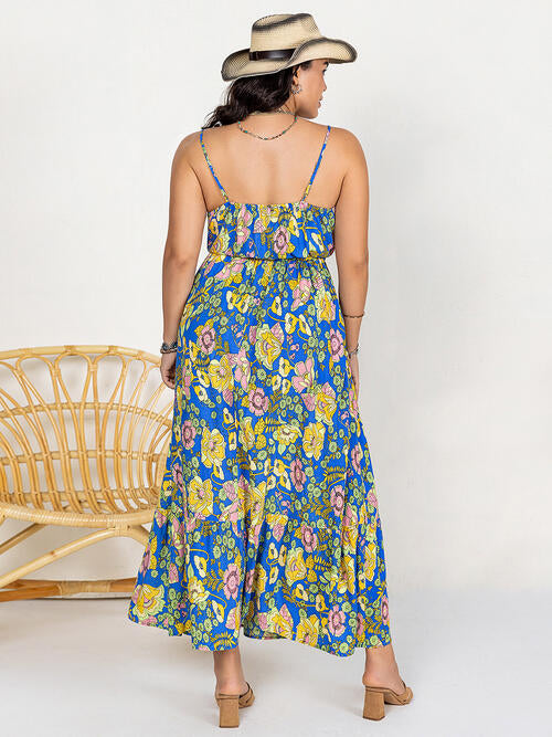 Hippie Maxi Dress Boho Sleeveless Button V-Neck Summer Retro Floral