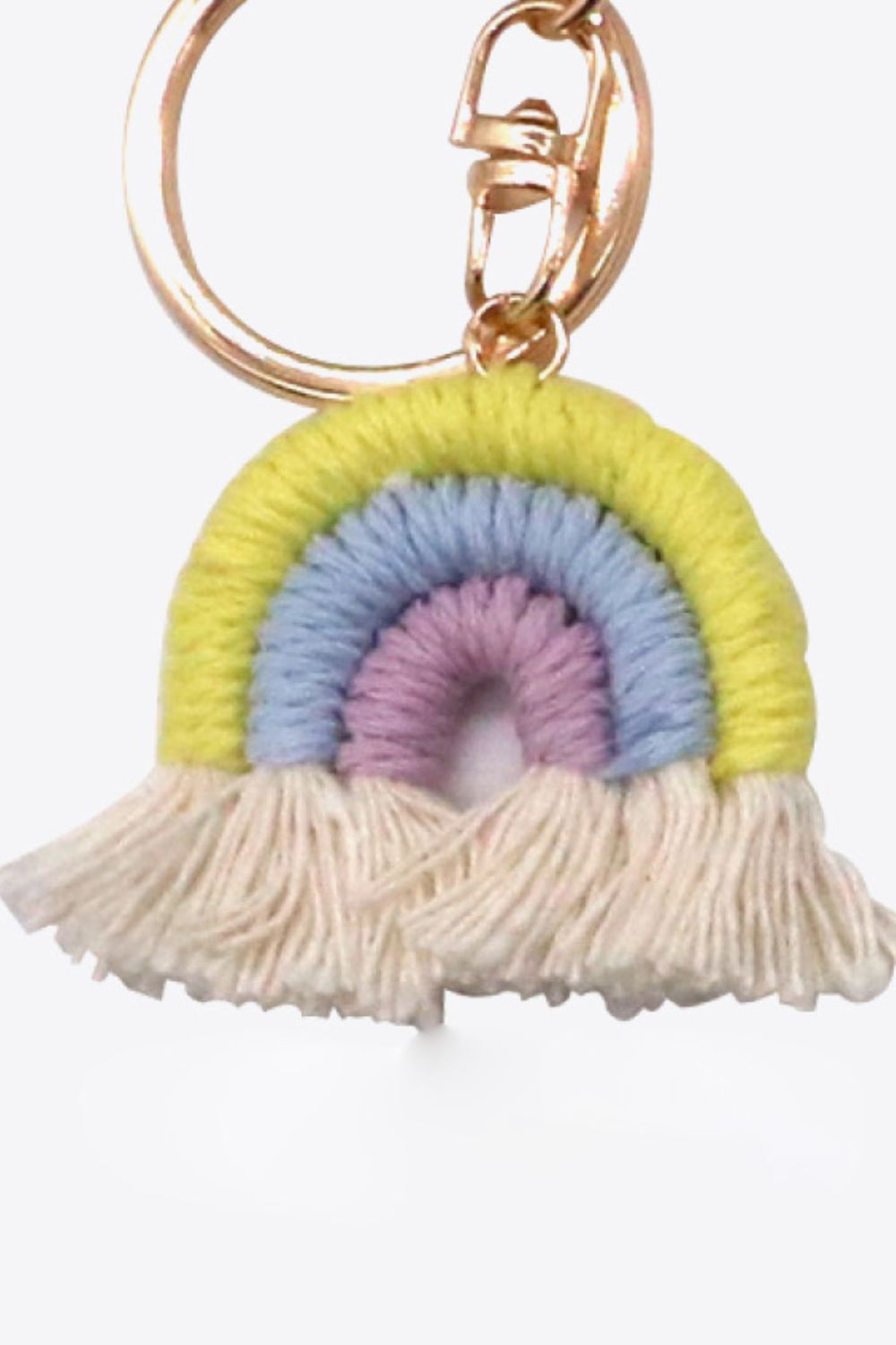 Colorful Boho RAINBOW Handmade Woven Tassel Keychain Ring with Clasp