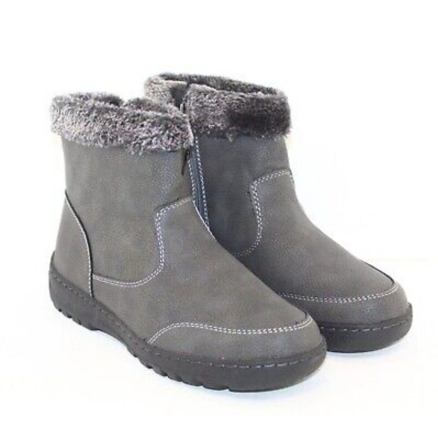 KHOMBU Boots Woman's Outdoor Gray Faux fur Water-repellent Shoes