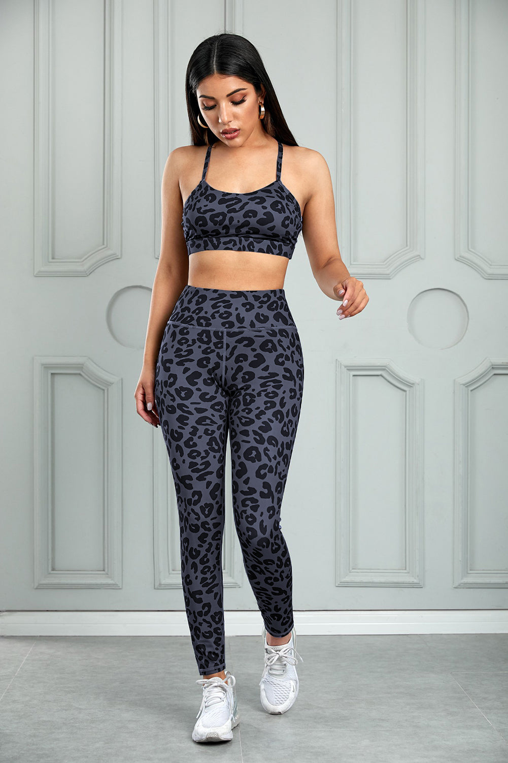 Leopard Sports Bra & Legging Pants 2-piece Matching Activewear Set