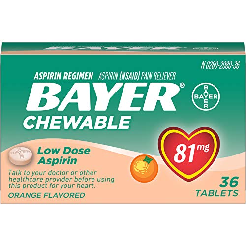 Bayer Aspirin 81 mg Chewable Orange Low Dose- Orange Flavor 36 tabs