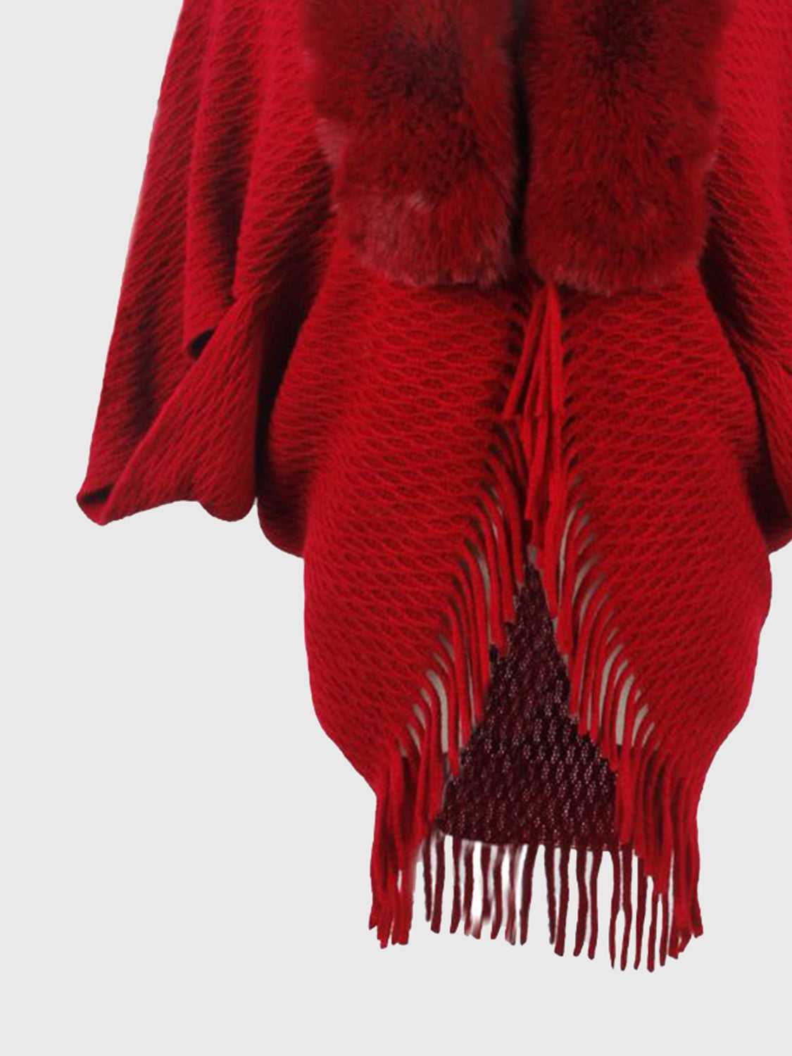 Faux Fur Retro Fringe Hem Open Front Shrug Knit Bolero Cardigan