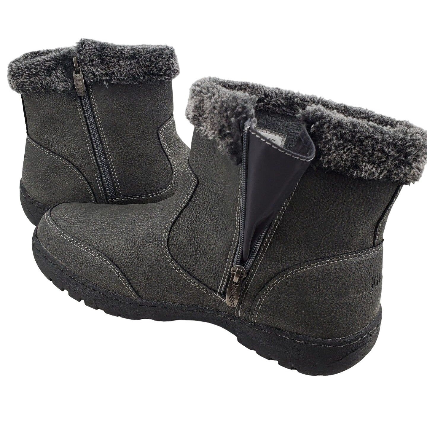 KHOMBU Boots Woman's Outdoor Gray Faux fur Water-repellent Shoes