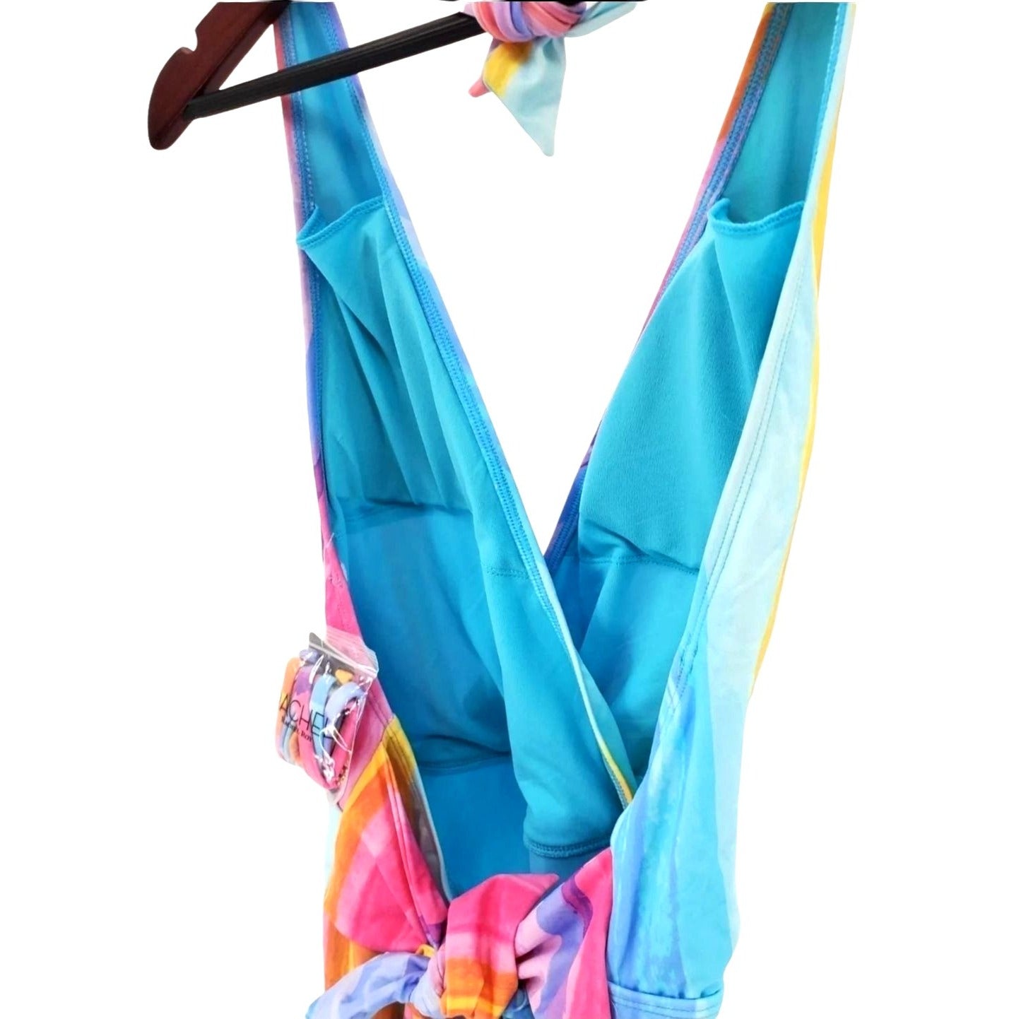 RACHEL Roy Plunge V-neck One-Piece Rainbow Colorful Ombre swimsuit