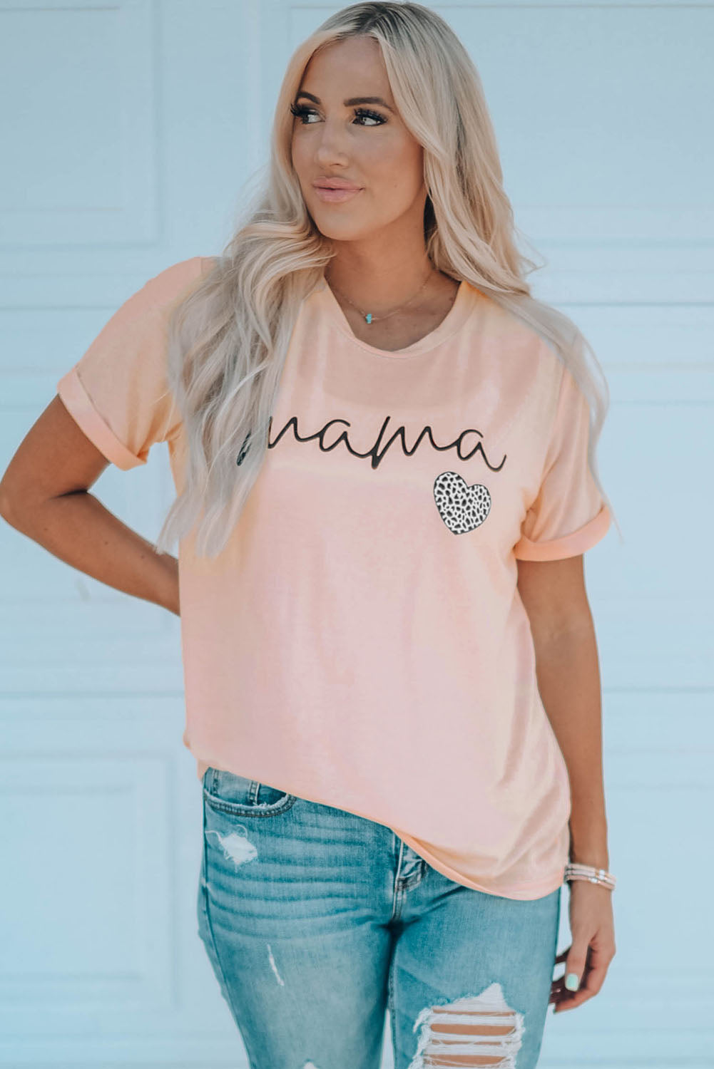 MAMA spotted Graphic Heart Pink Tee Shirt (Plus Size Available)