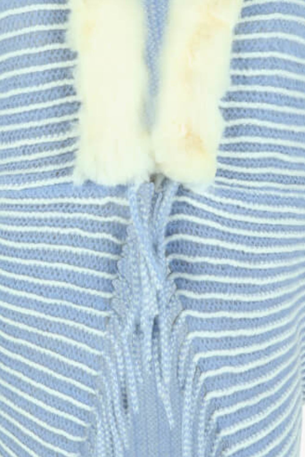 Stripe Faux Fur Retro Fringe Hem Open Front Shrug Knit Bolero Cardigan