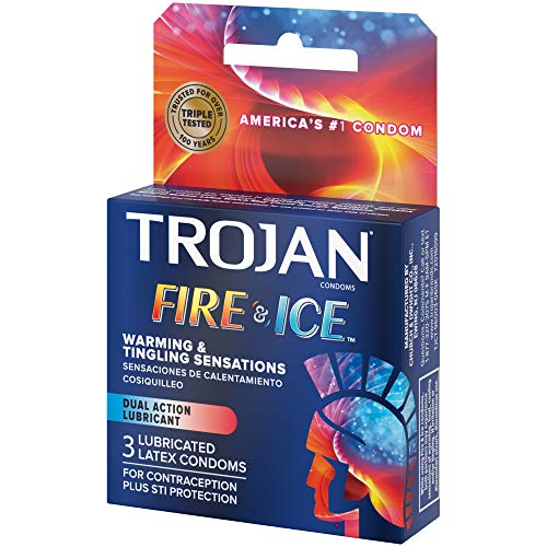 TROJAN Dual Action Fire & Ice Condoms, 3 Count/Box