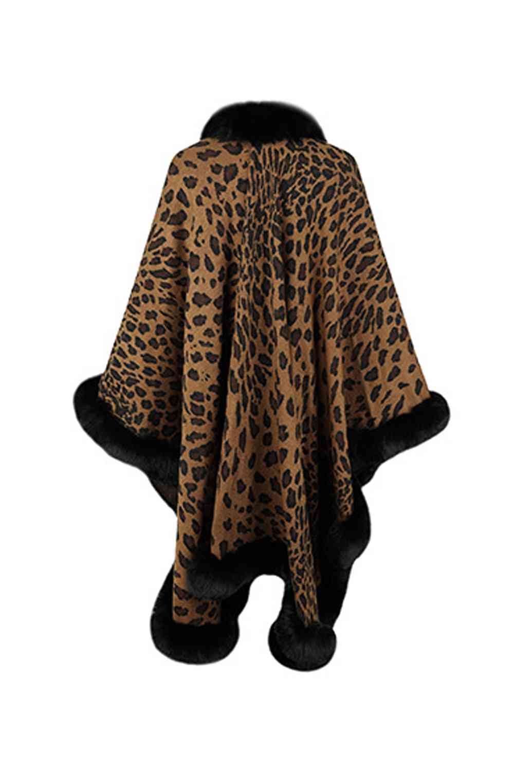 Large Leopard Plush Faux Fur Heavy Cardigan Oversized Sweater Poncho Jacket