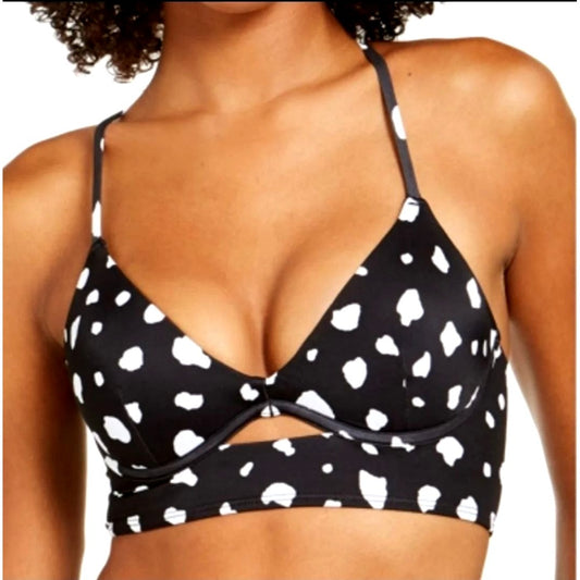 SUNDAZED Bikini Top Cow Print Cut-out Strappy Cross back Swimwear