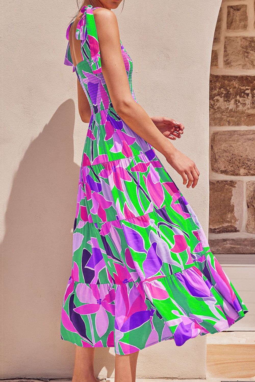 neon floral print dress Neon Blossom Floral Print Midi Dress