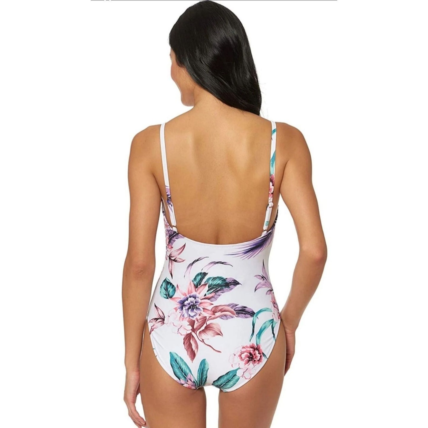 JESSICA SIMPSON One-piece Swimwear Floral button chest bathing suit
