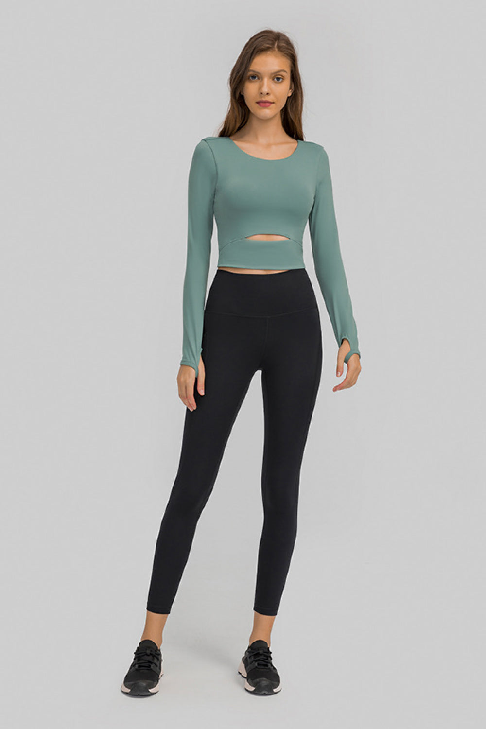 Long Sleeve High-impact Athletic Cut-out Cropped Sports Top