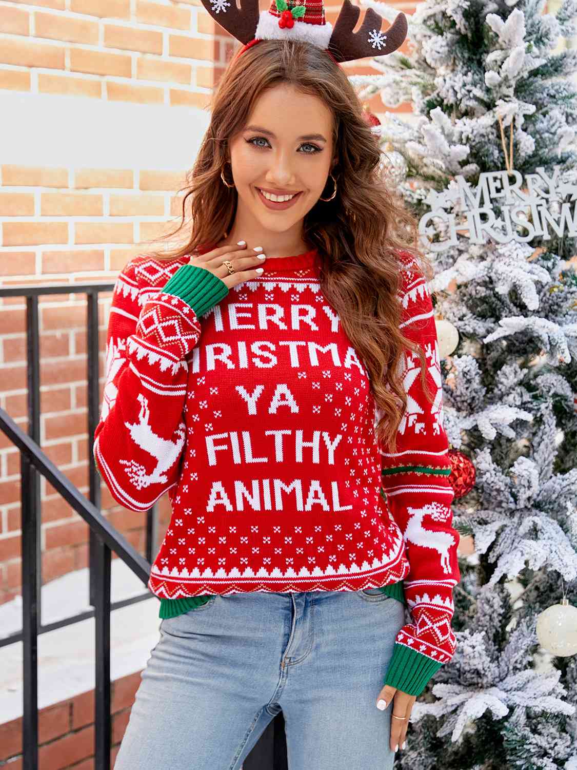 Merry Christmas Ya Filthy Animal Funny Home Retro Movie Knit Sweater