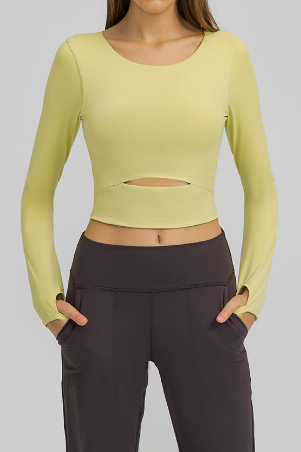 Long Sleeve High-impact Athletic Cut-out Cropped Sports Top