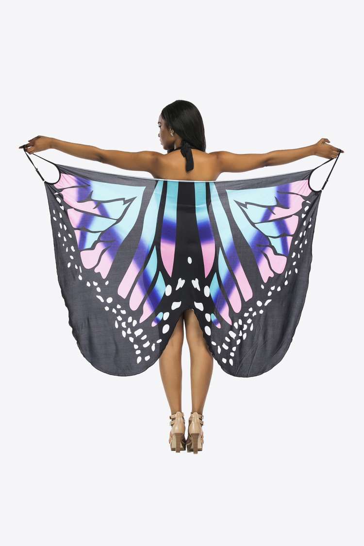 Butterfly Swimwear Cover Up Convertible Spaghetti Strap Dress or Sarong Skirt